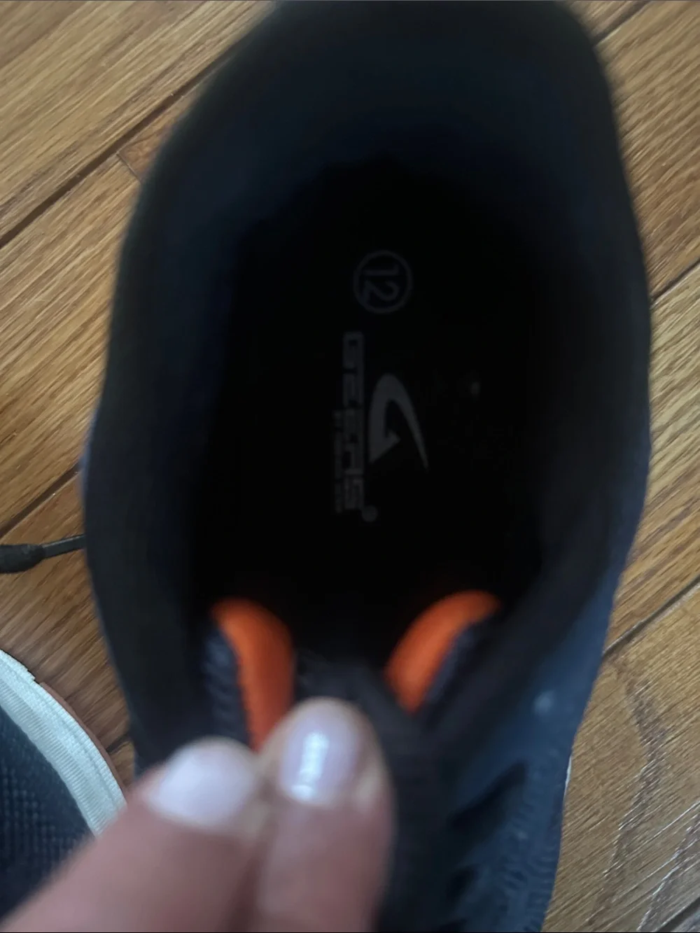 Nike Kids Navy Blue and Black Sneakers with Orange Heel Tabs